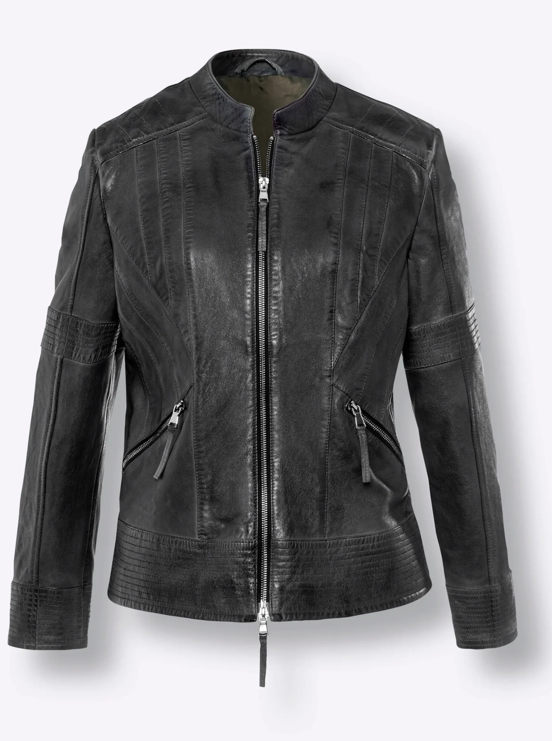 Lederjacke mit 2-Wege-Reißverschluss