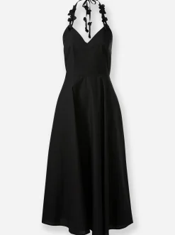 Neckholderkleid mit Blütenapplikation