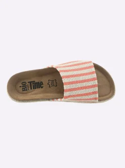 Pantolette mit Details in Bast-Optik