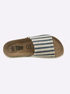 Pantolette mit Details in Bast-Optik