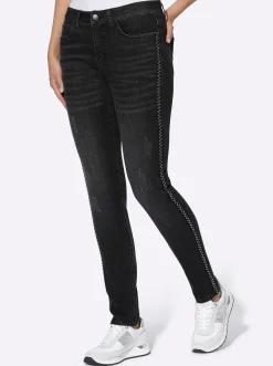5-Pocket-Jeans mit Nieten-Verzierung seitlich