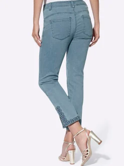 Push-up-Jeans mit Blüten-Applikation