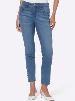 Push-up-Jeans mit Ösen- und Kettenverzierung