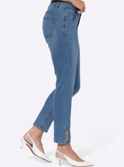 Push-up-Jeans mit Ösen- und Kettenverzierung