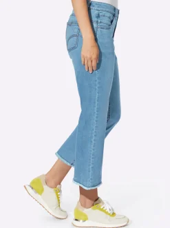 Push-up-Jeans mit Stickerei und Ziersteinchen