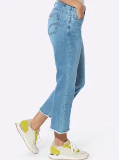 Push-up-Jeans mit Stickerei und Ziersteinchen