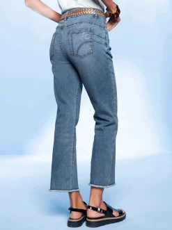 Push-up-Jeans mit Stickerei und Ziersteinchen