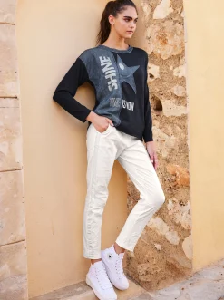 Röhrenhose mit Crinkle-Effekt
