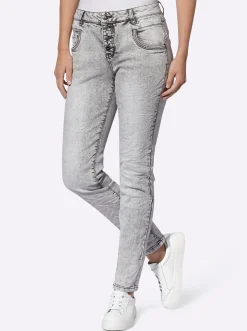 Röhrenjeans mit Crinkle-Effekt