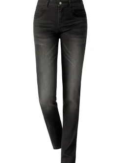 Röhrenjeans mit Zipper an Gesäßtaschen