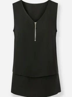 Ärmellose Bluse im Lagen-Look