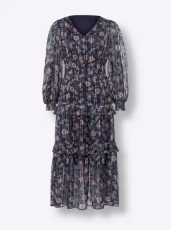Stufenkleid mit Effektgarn, leicht transparent