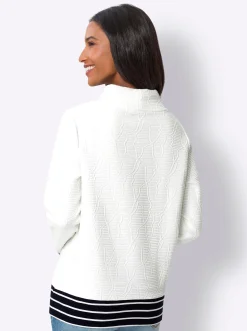 Sweatshirt mit geringelten Abschlüssen