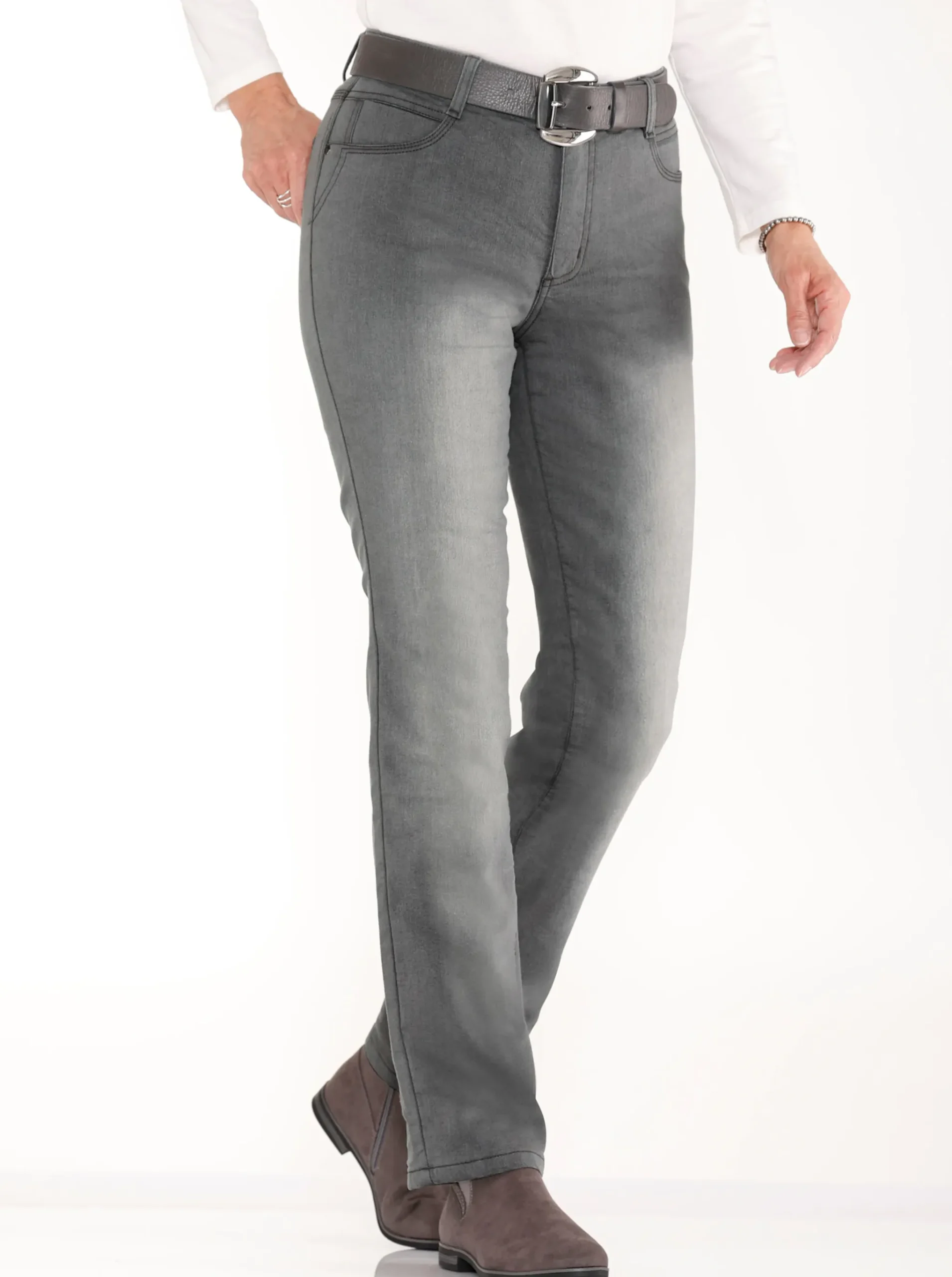 Thermojeans mit kariertem Futter