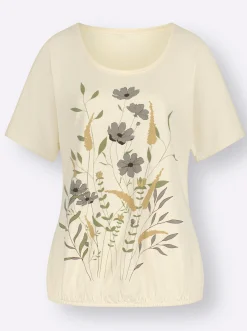 T-Shirt mit Blumen-Druck im Vorderteil