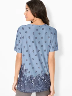 Tunikashirt mit Raffung am Ausschnitt