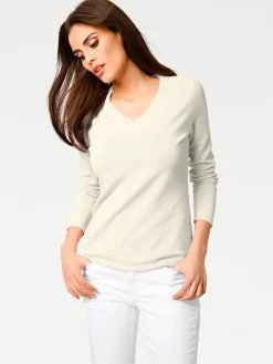 V-Ausschnitt-Pullover aus reiner Baumwolle