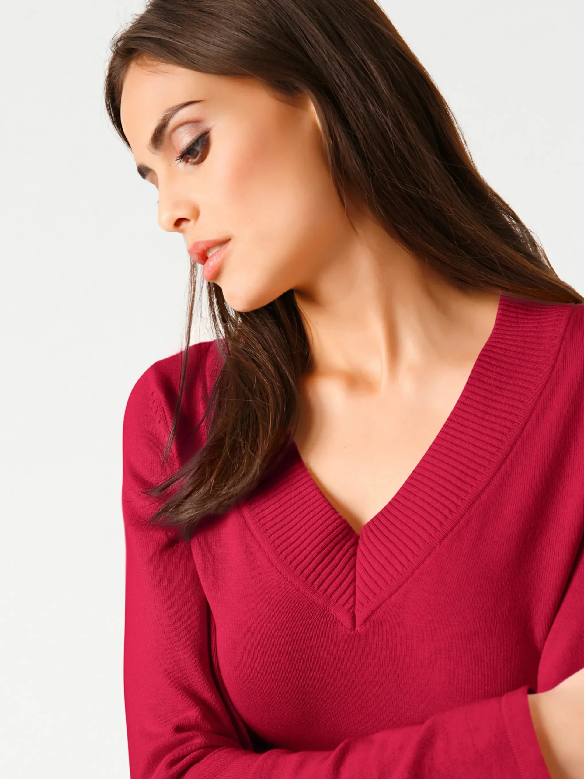 V-Ausschnitt-Pullover aus reiner Baumwolle
