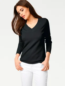 V-Ausschnitt-Pullover aus reiner Baumwolle
