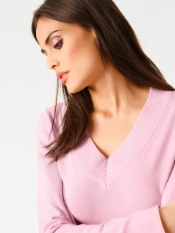 V-Ausschnitt-Pullover aus reiner Baumwolle