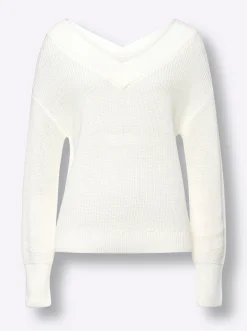 V-Ausschnitt-Pullover mit überschnittener Schulter