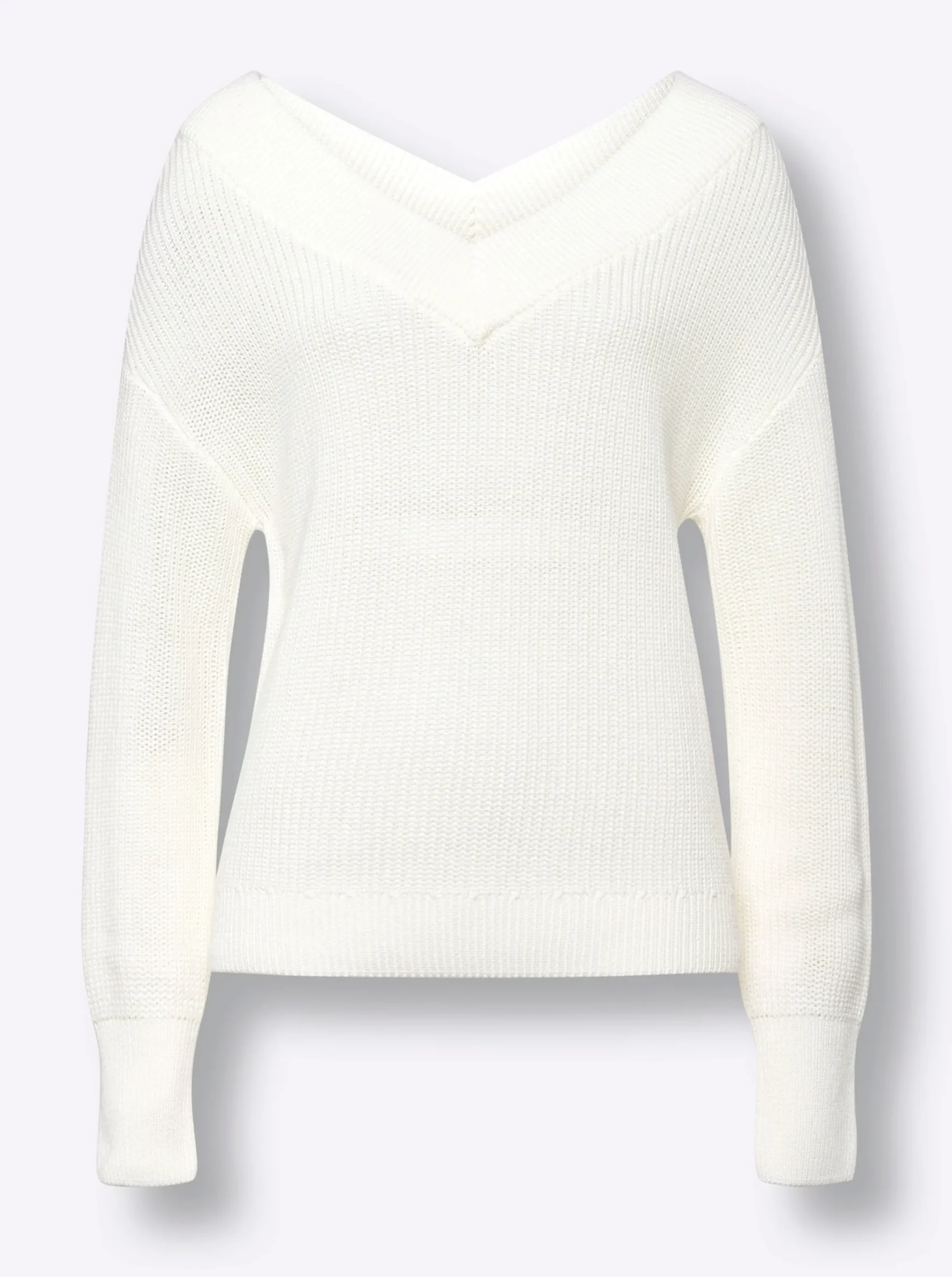 V-Ausschnitt-Pullover mit überschnittener Schulter